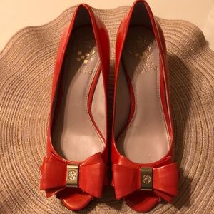 Vince Camuto Orange Patent Leather Wedge